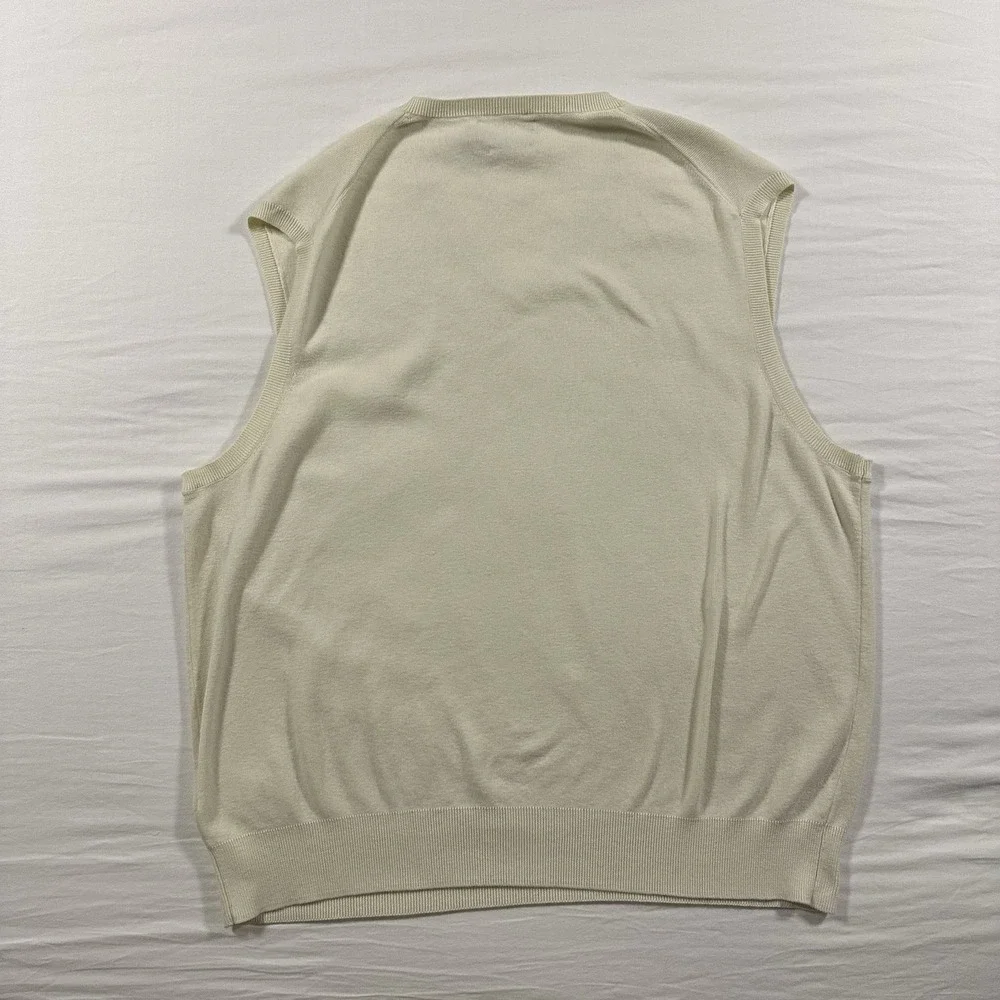 Polo Ralph Lauren Sleeveless Soft Cream Sweater Vest 100%‎ Pima Cotton Size XL